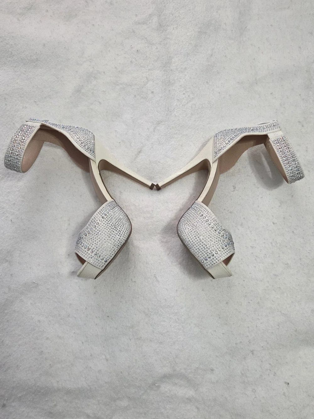 Dream Pairs Silver Rhinestone Ankle Strap Stiletto Peep Toe Heels